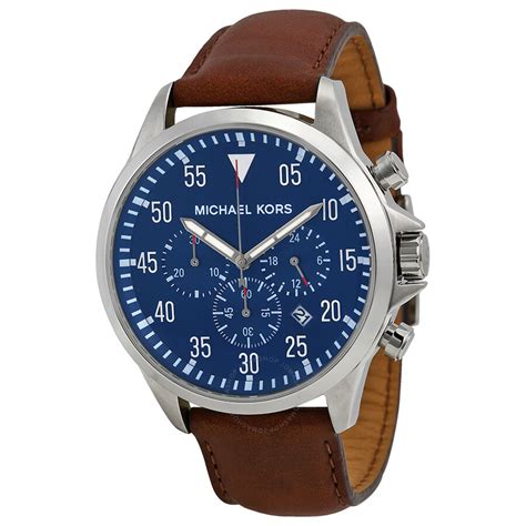 michael kors gage chronograph men's leather watch|Men's Watches .